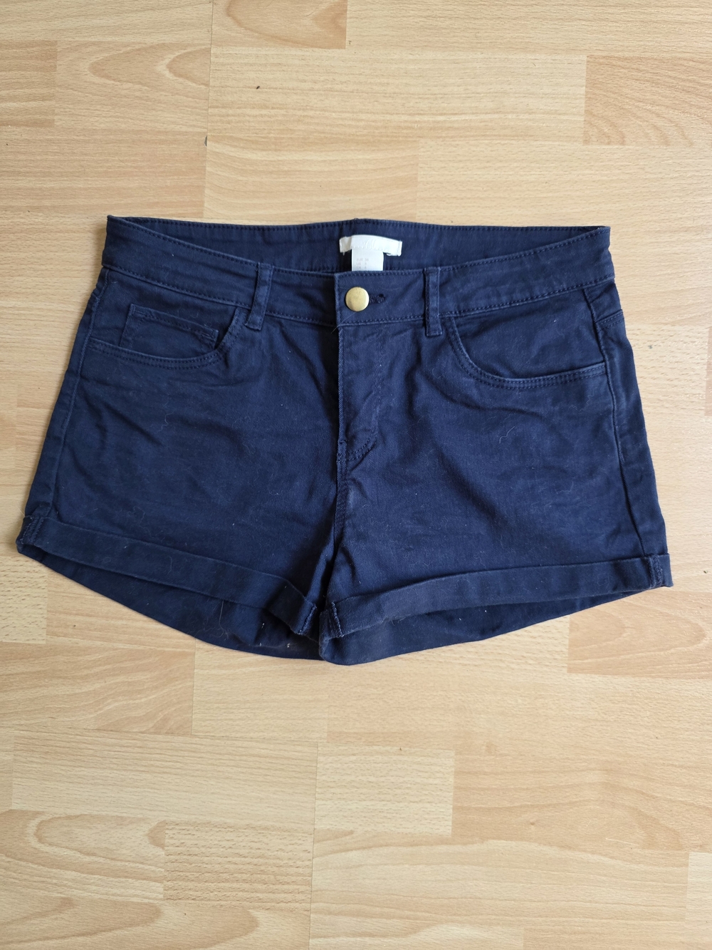 H&M Dark Blue Cuffed Denim-Style Jean Shorts